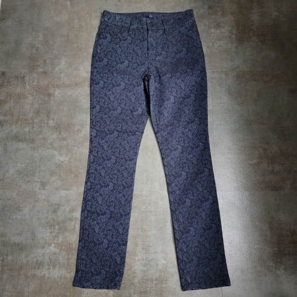 NYDJ Jade Leggings, Navy Blue, Jacquard floral, Women's Size 0 - Picture 2 of 8